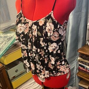Streetwear Society Black and Pink Floral Camisole
